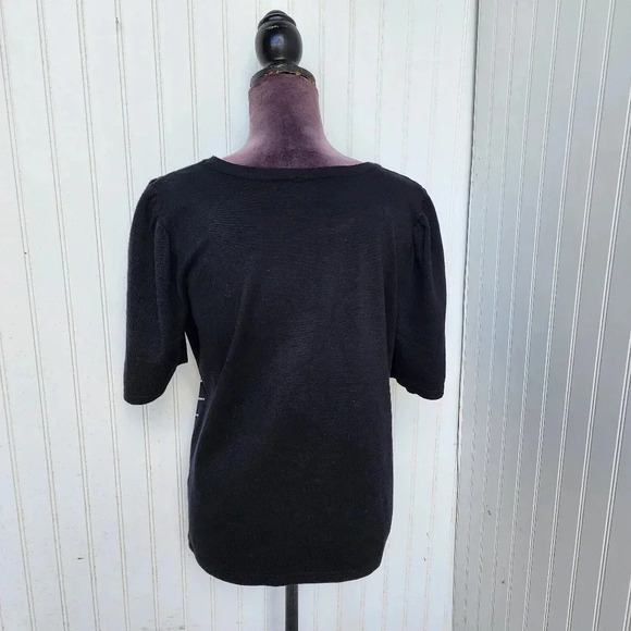 Madison Paris 3/4 Sleeve Crew Neck Sweater Knit Top Studded Rhinestones Black XL - Picture 6 of 10